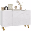 Modern Sideboard High Gloss Storage Cabinet White Gold Hairpin Legs Cupboard