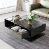 COFFEE TABLE WITH LED LIGHT, HIGH-GLOSS BLACK WITH DRAWER LIVING ROOM FURNITURE