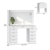 Vanity Dressing Table 11 Drawers Makeup Desk Chair Set w/LED Mirror Stool White