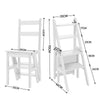 Folding Library Ladder Chair Wood Step Stool Decor Shelf For Home Kitchen Closet