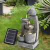 Garden Water Feature Outdoor Solar Power Cascade 5 Tiered Fountain w/LED Lights
