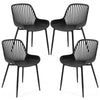 COSTWAY Dining Chair Set of 4 Modern Plastic Kitchen Chairs with Metal Legs