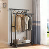 HeavyDuty Double Clothes Rail Hanging Rack Garment Stand Storage Shelf On Wheels