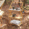 4 Layer Bamboo Outdoor Folding Shelf Wooden Camping Storage Rack Shelves Unit UK