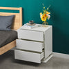 LED Bedside Table Cabinets Front High Gloss Chest of 3 Drawers Nightstand