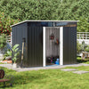 8.5x4ft Anthracite Garden Storage Shed Pent Roof Tools Shed with Acrylic Window