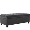 Large Linen Ottoman w/ Storage Button-Tufted Bedroom Bench Hinge End Of Stool