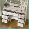 Dressing Table Set Vanity Makeup Desk with Stool And 3-Color LED Lighted Mirror