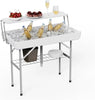 Outdoor Folding Ice Cooler Table with Extra Storage Shelf, Ice Tables