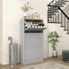 Narrow Shoe Cabinet with 3 Flip Drawers for 18 Pairs of Shoes Grey