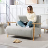 Small 2 Seater Sofa, Upholstered Loveseat Couch with Wood Frame, Grey