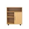 Printer Stand Unit Beech Office Desk Side Mobile Pedestal Storage Wheels