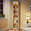 Tribesigns Corner Bookshelf, 5 Tier Narrow bookcase with storage, Wooden Oak