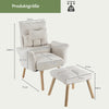 Beige Lazy Chair with Footstool Relax Lounge Chair Accent Armchair Sofa Chair