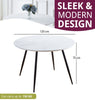 Dining Table, White Marble Effect Top Kitchen Table, Round Table with Metal Legs