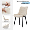 2pcs Beige Dining Chairs Set Velvet Diamond Back Padded Seat Restaurant Chair