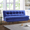 3 Seater Sofa Bed Blue Velvet Recliner Sofabed Click Clack Metal Leg Tufted Back