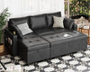 3-Seater Corner Sofa Bed, L-Shaped with Pull-Out Sleeper, Storage, Cup Holders