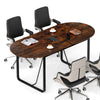 Oval Home Office Table Large Business Furniture-Brown
