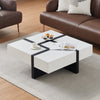 Coffee Table with 4 Drawers Living Room Table Large Storage White+Black