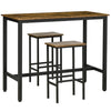 3-Piece Industrial Bar Table Set, Breakfast Table with 2 Stools Rustic Brown