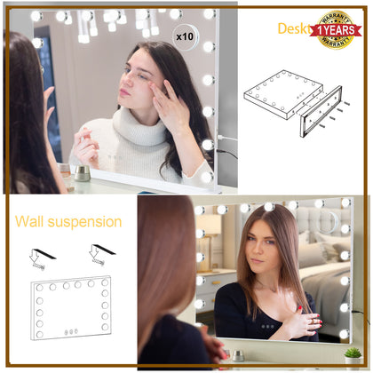 80CM Extra Large Hollywood Light Up Mirror Vanity Make Up Mirror+17 LED Bulbs