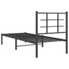 Metal Bed Frame with Headboard Black 80x200 cm