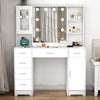 White Dressing VanityTable Wood Makeup Desk with LED Mirror 6 Drawers 2 cabinet