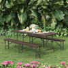 Rattan Garden Dining Table and Chairs Set Folding Camping BBQ Picnic Table Bench