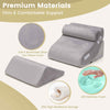 Adjustable Back Support Pillow 4pcs Bed Wedge Pillow w/ Removable Headrest