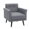 Grey Linen Armchair Simple Design Accent Tub Seat Fireside Chair Single Sofa