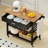 Kitchen Island Dining Room Serving Trolley with 2 Open Shelves-Black