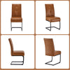 2PCs Dining Chairs PU Metal Legs Leisure Reception Chair Restaurant Brown