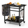 Outdoor Grill Cart Pizza Oven Table Food Prep Worktable BBQ Trolley Lockable