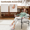 Comfy Side Armchair Modern Leisure Chair with Metal Armrests-White