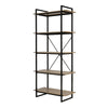 5 Tier Bookcase Bookshelf Industrial Wooden Storage Shelf Metal Frame 180cm UK