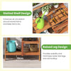 Garden Potting Bench Table with Storage & Teak Oil Finish-Natural