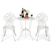 3Pcs Garden Furniture Set Antique Cast Aluminum Rose Design Bistro Table Chairs