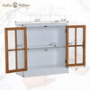 Sideboard Buffet Cabinet Bar Wine Cabinet Wood-Framed Glass Door Storage Cabinet
