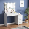 White Dressing Table with LED Lights Mirror 5 Drawers Stool Cabinet Make up Desk