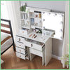 Vanity Dressing Table with Dimmable LED Light Sliding Mirror Shelves Makeup Desk