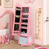 Children Jewelry Organizer Kids Jewelry Cabinet with Full-Length Mirror-Pink