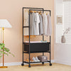 Black Metal Clothes Rail Rack Garment Stand Corner Open Wardrobe with Shelf