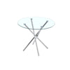 Round Glass Home Kitchen Dining Table 100cm top with Stainless Steel Metal Legs