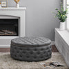 Large Round Upholstered Stool Coffee Table Stand Pouf Chair Pouffe Footrest Grey