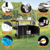 Outdoor BBQ Grill Cart with Stainless Steel Top Foldable Side Table Storage