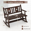 Outdoor Carbonized 2-Seat Wood Rocking Bench Garden Double Rocking Chair