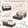 Patio Rattan Daybed 2-Piece Outdoor Wicker Loveseat Sofa Furniture