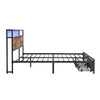 Double Metal Bed Frame with LED, Charging Station, Storage Headboard and Drawers