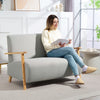 Small 2 Seater Sofa, Upholstered Loveseat Couch with Wood Frame, Grey